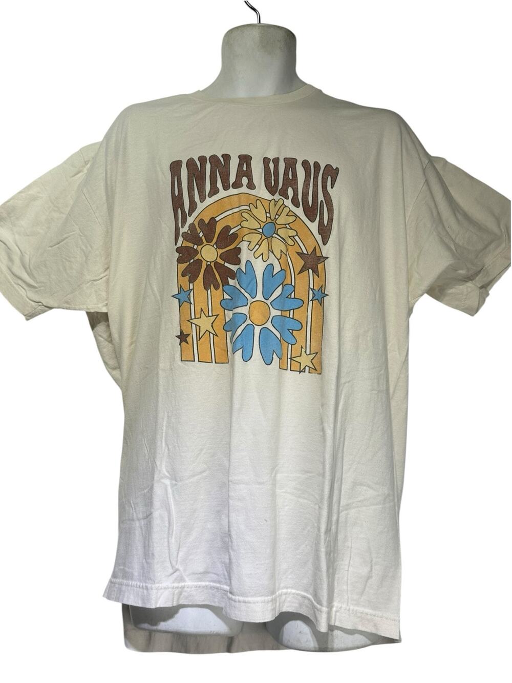 Anna Vaus Women’s Cream Floral Retro Graphic Oversized T Shirt XXL